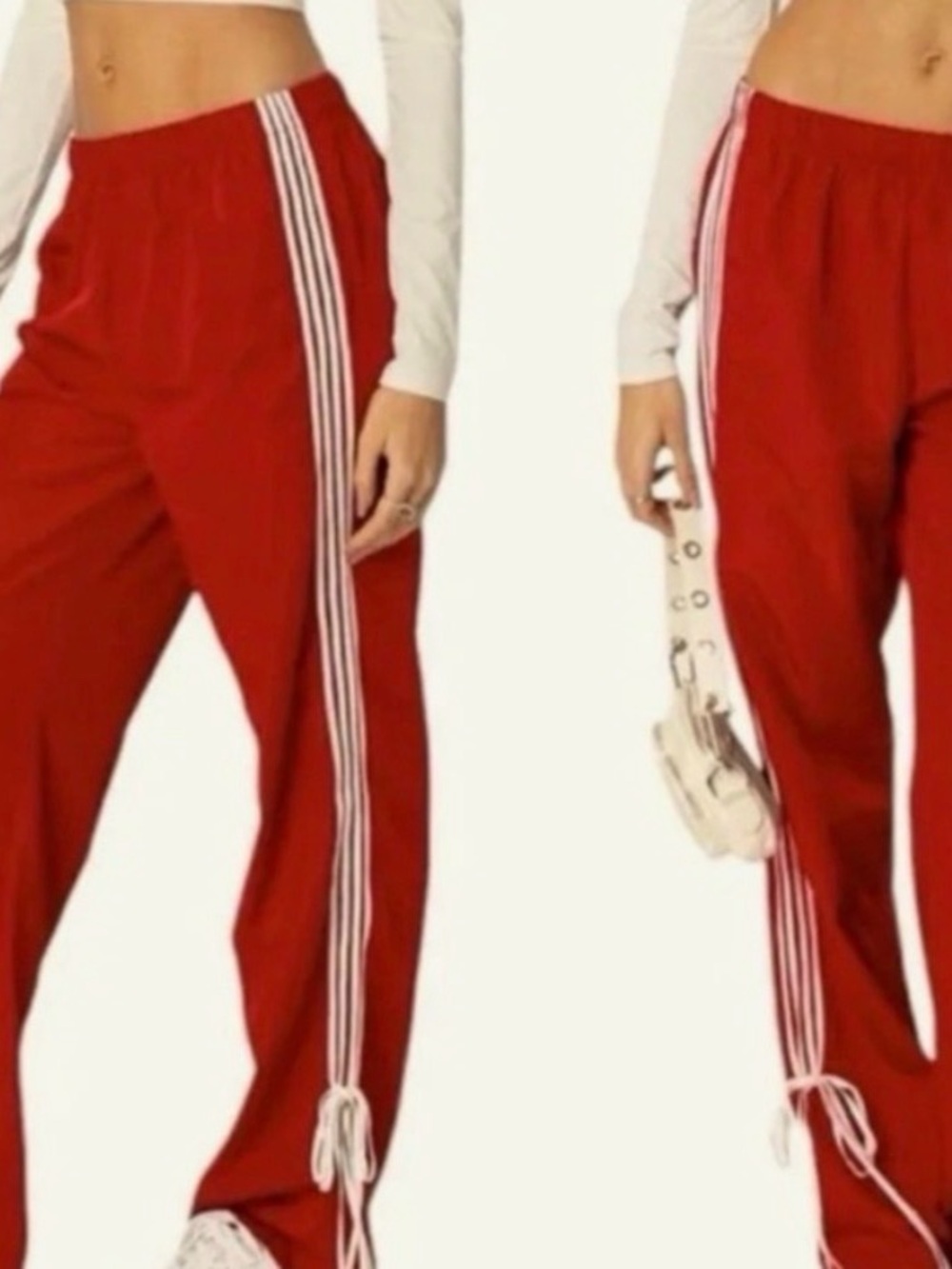 Cali1850 LA Red Side-Stripe Drawstring Track Pants Women’s Sz Large